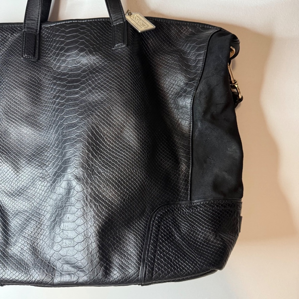 Coach Black Python Embossed Leather And Suede Ove… - image 5